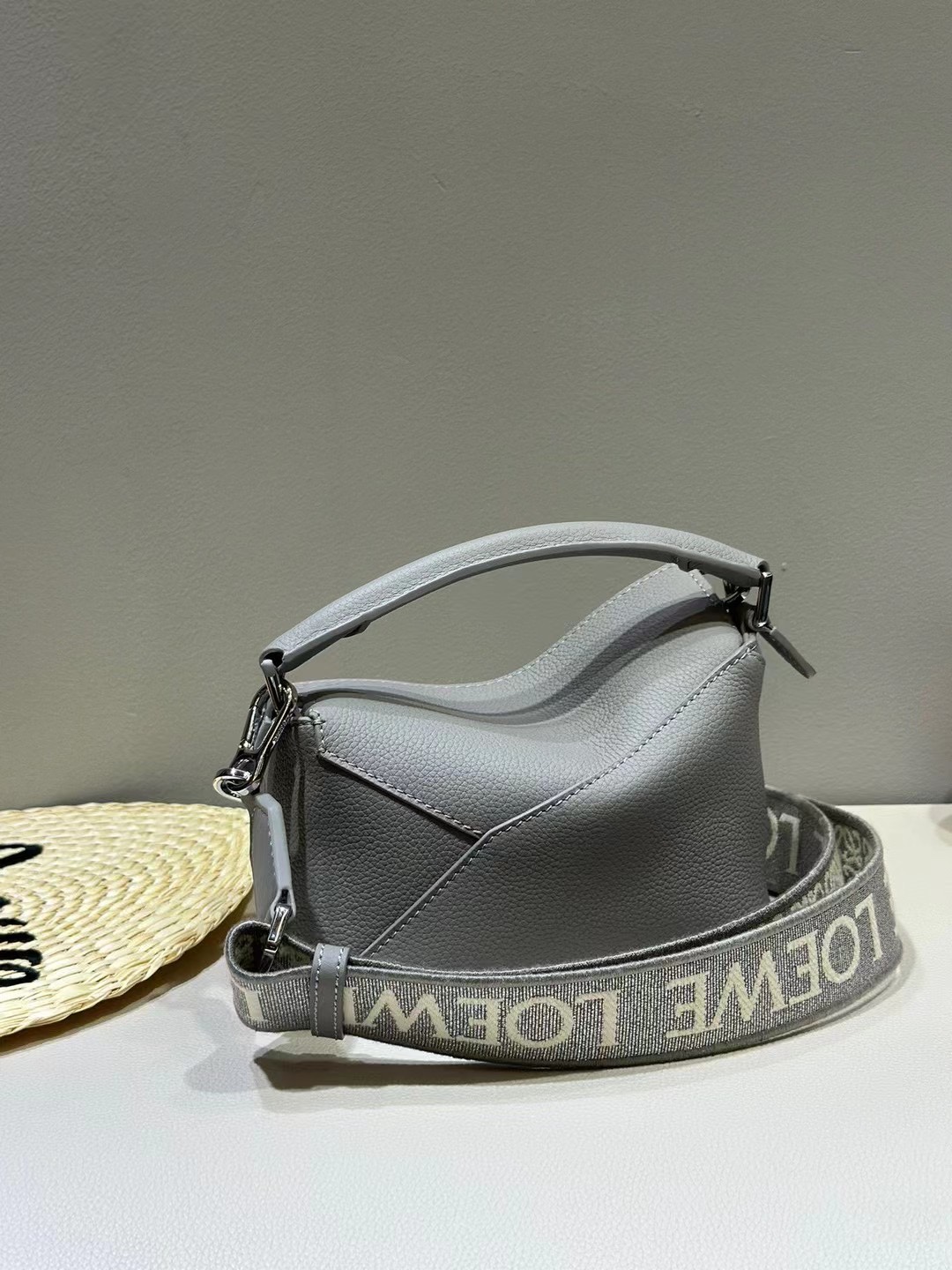 Loewe Mini Puzzle Bag in Soft Grained Calfskin Grey